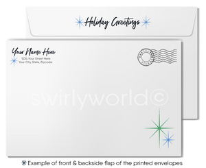 Rustic Watercolor Forest Trees Snow Nature Holiday Greeting Cards for Customers