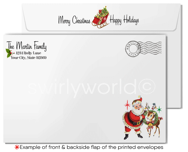 Retro 1950's Old Fashioned Merry Christmas Starbursts Holiday Cards