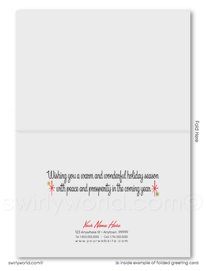 Retro 1950's Old Fashioned Merry Christmas Starbursts Holiday Cards