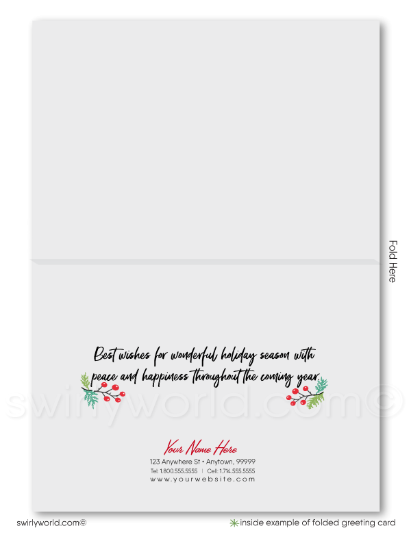 Retro Vintage Style Botanical Gardens Merry Christmas Holiday Cards.