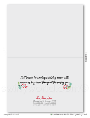 Retro Vintage Style Botanical Gardens Merry Christmas Holiday Cards