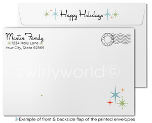 Mid Century Modern Cards – Vintage Christmas Cards with Atomic Age Ornaments & Starbursts