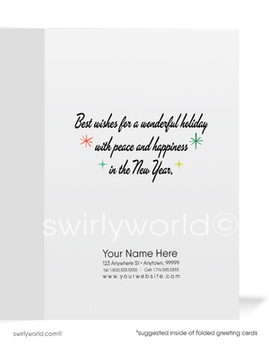 Retro Atomic Mid-Century Modern Scandinavian Style Christmas Holiday Card