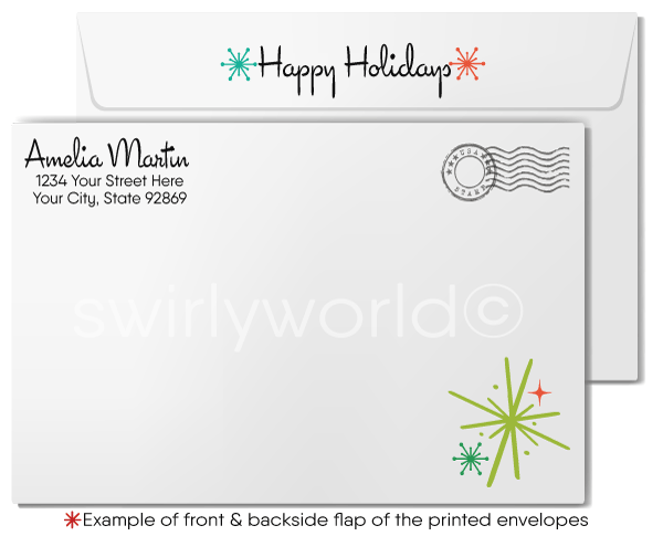 Retro Atomic Mid-Century Modern Scandinavian Style Christmas Holiday Card