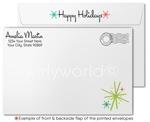 Retro Atomic Mid-Century Modern Scandinavian Style Christmas Holiday Card