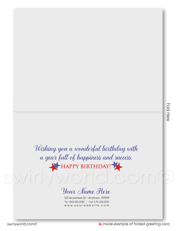 Business Corporate Patriotic American Happy Birthday Cards for Customers.