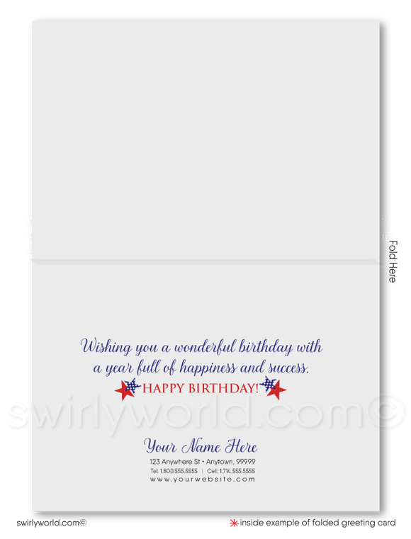 Business Corporate Patriotic American Happy Birthday Cards for Customers.