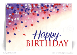 Business Corporate Patriotic American Happy Birthday Cards for Customers.