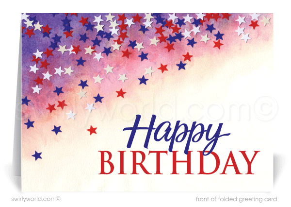 Business Corporate Patriotic American Happy Birthday Cards for Customers.