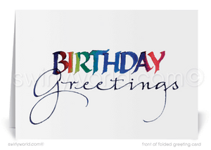 Gender Neutral Corporate Company Business Happy Birthday Greeting Cards.