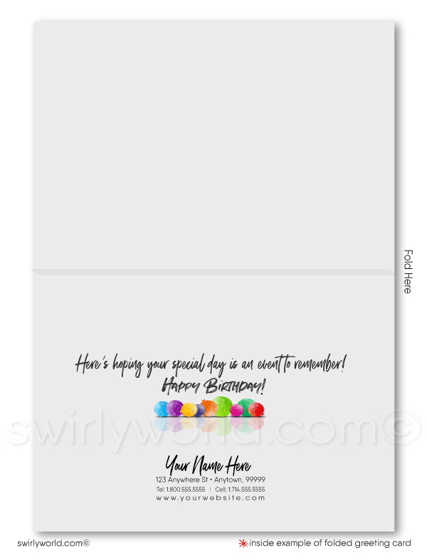 Watercolor Corporate Business Balloons Gender Neutral Birthday Cards For Clients