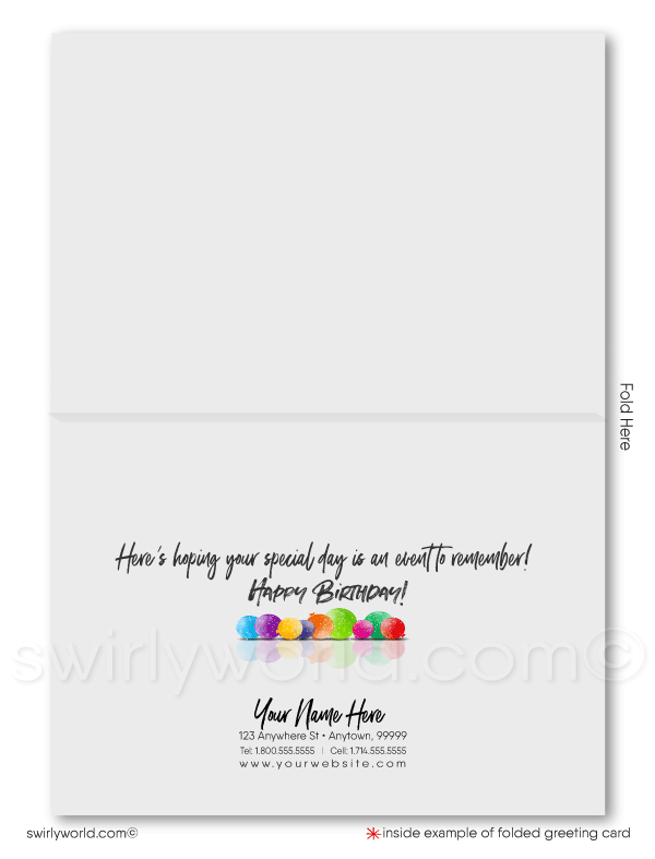 Gender Neutral Corporate Company Business Watercolor Happy Birthday Greeting Cards