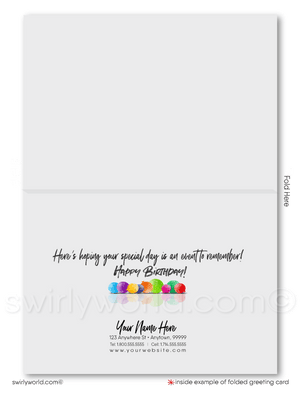 Gender Neutral Corporate Company Business Watercolor Happy Birthday Greeting Cards