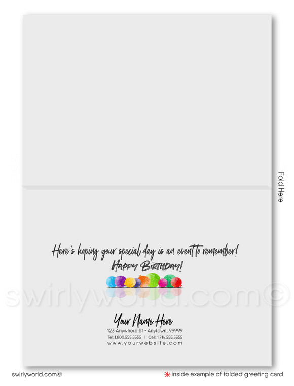 Gender Neutral Corporate Company Business Happy Birthday Greeting Cards.