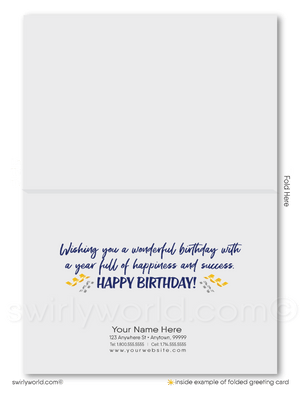 Professional Corporate Business Happy Birthday Greeting Cards For Customers