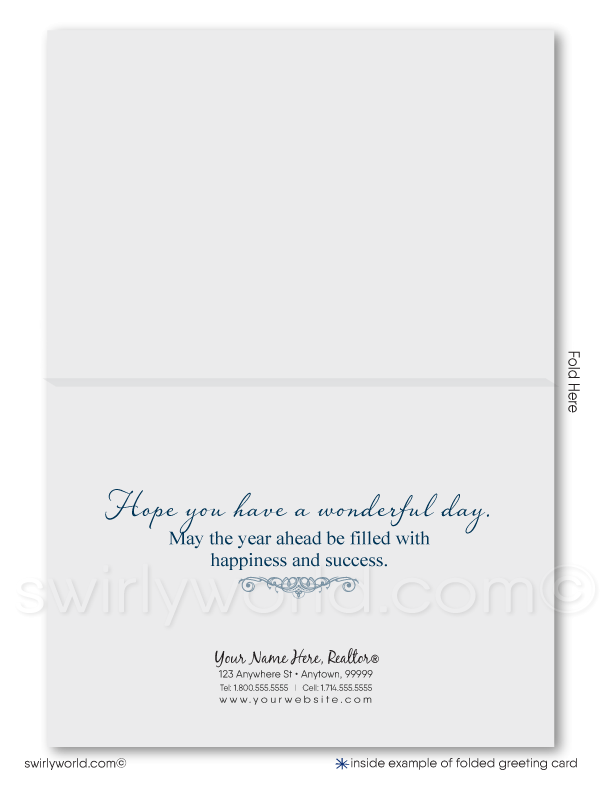 Professional Corporate Navy Blue Happy Birthday Cards For Customers