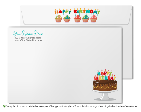 Corporate Gender Neutral Watercolor Company Happy Birthday Cards For Clients