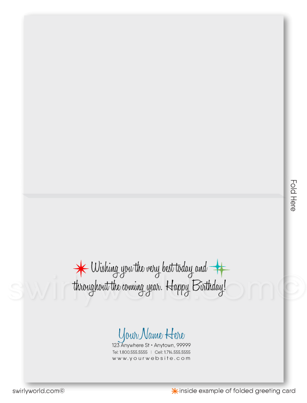 Retro Modern Contemporary Business Happy Birthday Cards For Customers