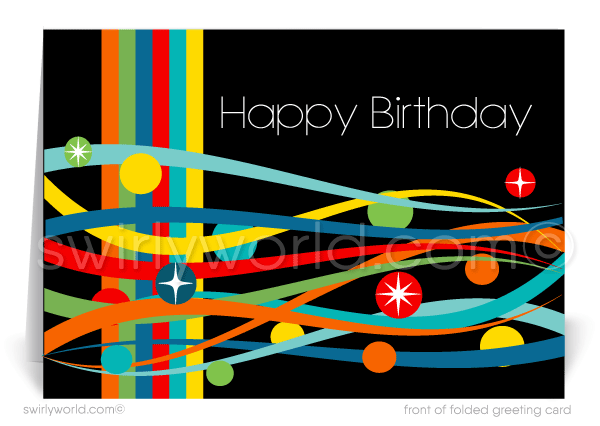 Retro Modern Contemporary Business Happy Birthday Cards For Customers