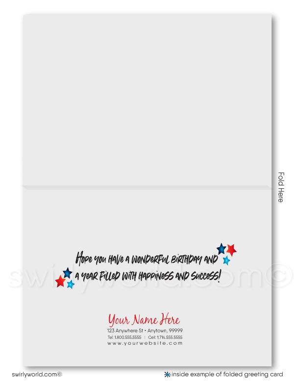 Patriotic American Red, White, and Blue Business Happy Birthday Cards For Customers