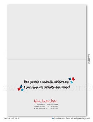Patriotic American Red, White, and Blue Business Happy Birthday Cards For Customers
