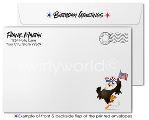 Patriotic American Red, White, and Blue Business Happy Birthday Cards For Customers