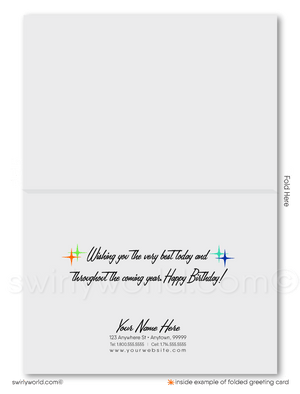 Gender Neutral Retro Modern Corporate Happy Birthday Cards For Clients