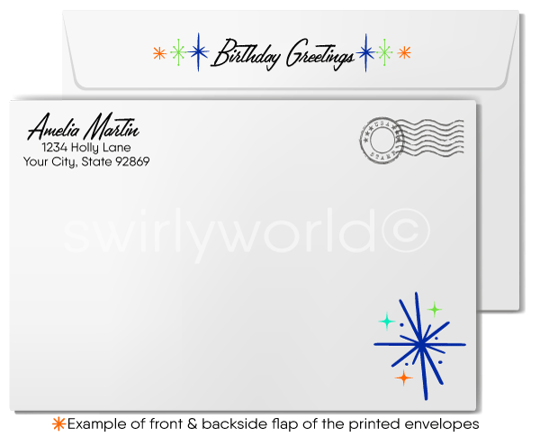 Gender Neutral Retro Modern Corporate Happy Birthday Cards For Clients