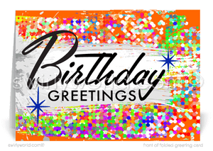 Gender Neutral Retro Modern Corporate Happy Birthday Cards For Clients