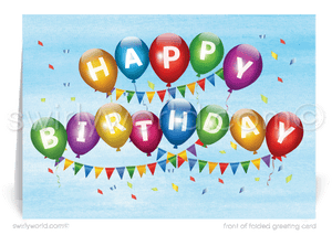 Gender Neutral Corporate Company Business Happy Birthday Greeting Cards.