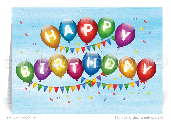 Gender Neutral Corporate Company Business Happy Birthday Greeting Cards.