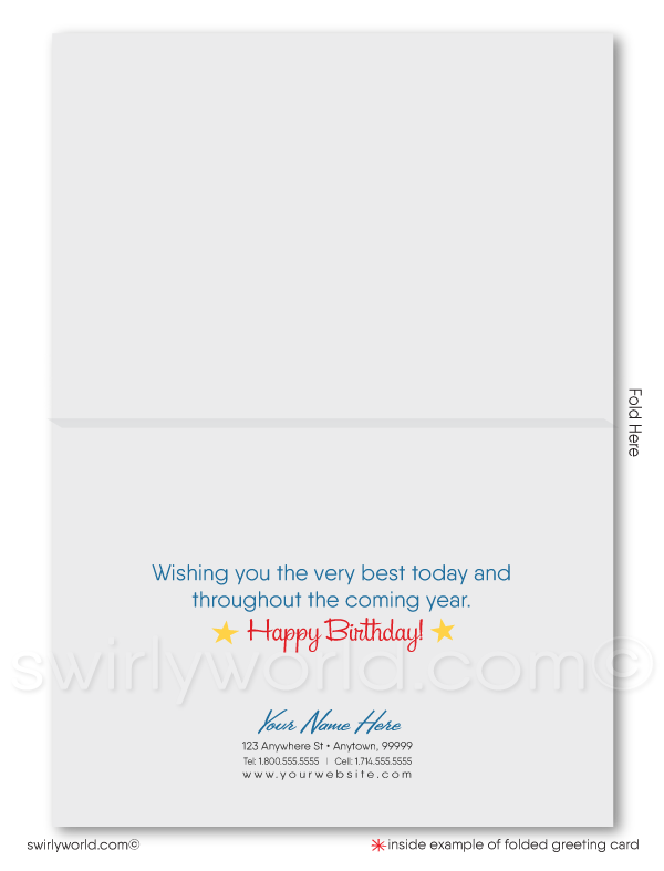 Retro Patriotic Red Blue Star American Happy Birthday Cards For Customers