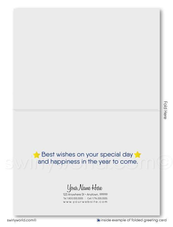 Gender Neutral Corporate Company Blue Happy Birthday Cards For Business