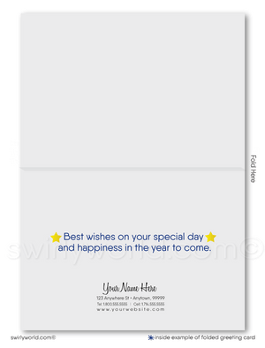 Gender Neutral Corporate Company Blue Happy Birthday Cards For Business