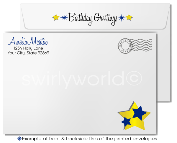 Gender Neutral Corporate Company Blue Happy Birthday Cards For Business