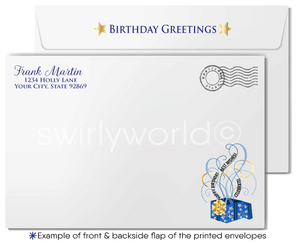 Professional Corporate Navy Blue Company Happy Birthday Cards for Business