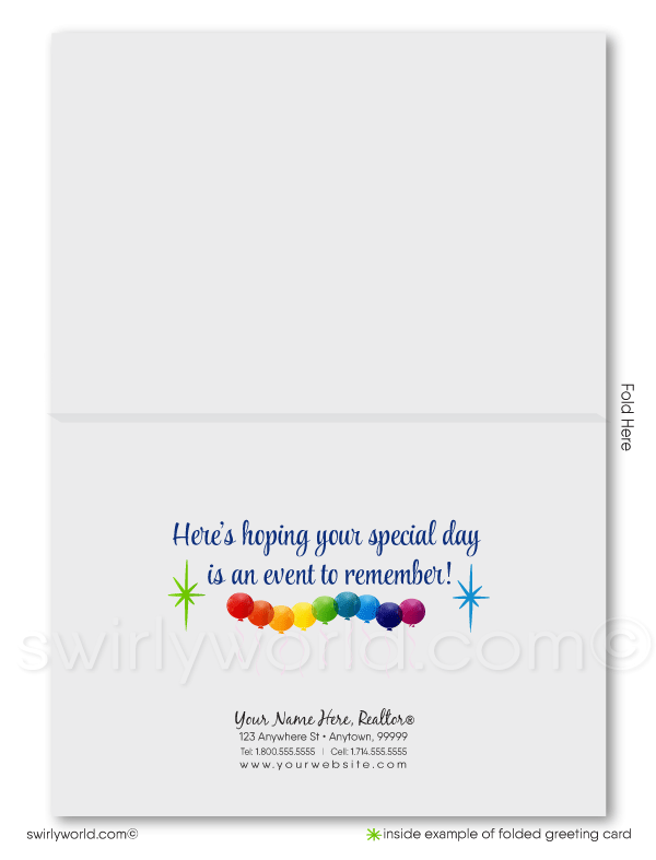 Gender Neutral Business Happy Birthday Greeting Cards for Customers.