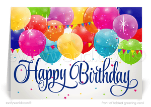 Gender Neutral Business Happy Birthday Greeting Cards for Customers.