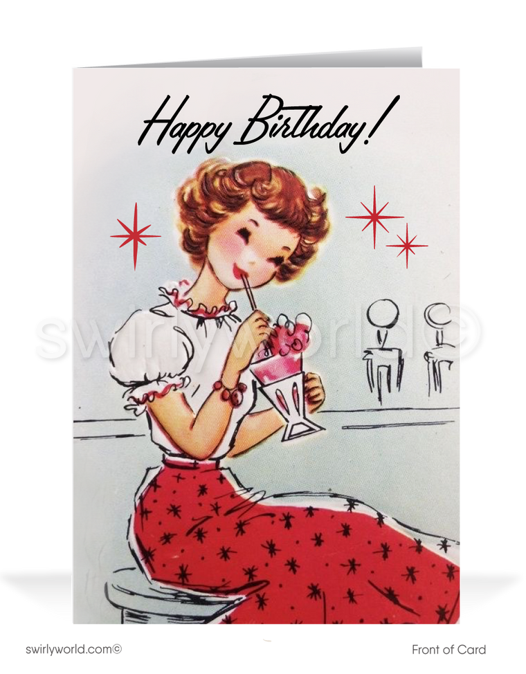Vintage 1950's mid-century modern retro happy birthday cards.