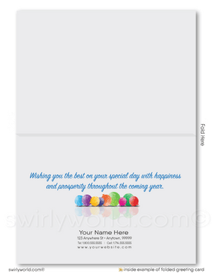 Retro Balloons Corporate Professional Company Business Happy Birthday Greeting Cards