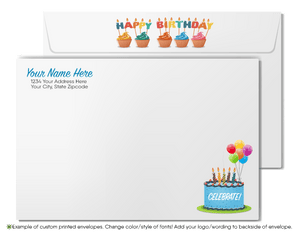 Retro Balloons Corporate Professional Company Business Happy Birthday Greeting Cards