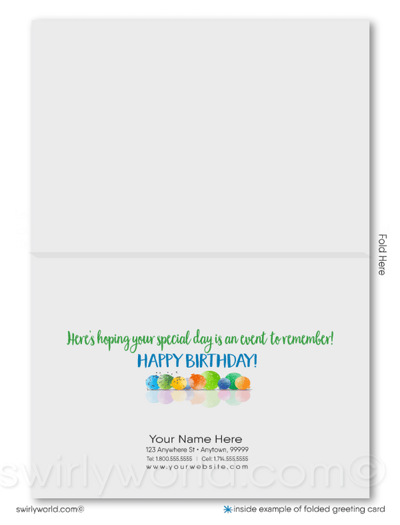Gender Neutral Corporate Company Business Happy Birthday Greeting Cards. Birthday tree with balloons