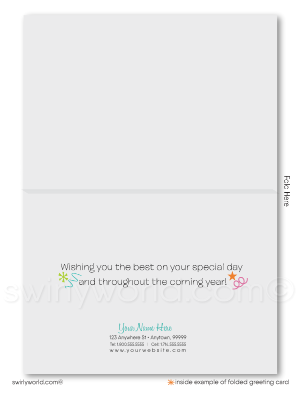 Customer Corporate Retro Modern Happy Birthday Cards for Business