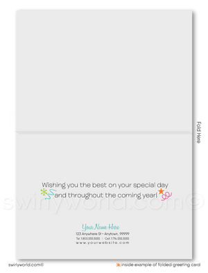 Customer Corporate Retro Modern Happy Birthday Cards for Business