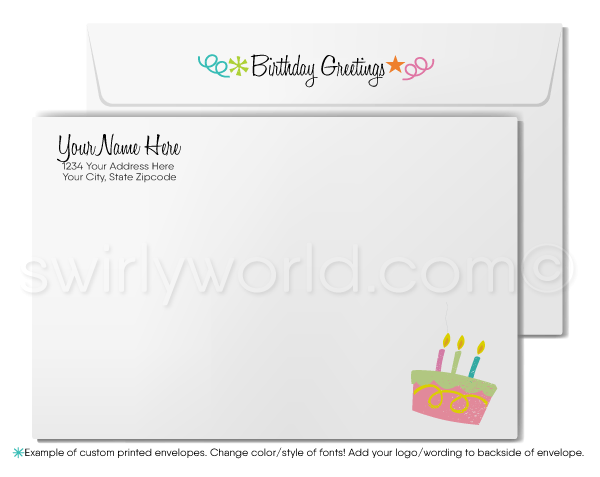 Customer Corporate Retro Modern Happy Birthday Cards for Business