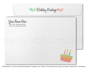 Customer Corporate Retro Modern Happy Birthday Cards for Business