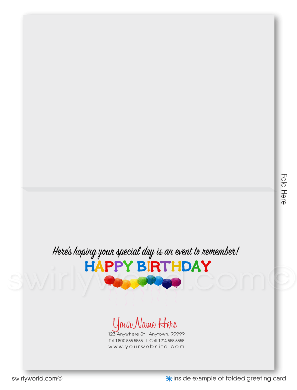 Client Corporate Gender Neutral Happy Birthday Cards for Business