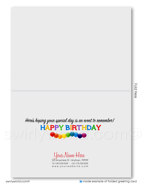 Corporate Company Business Professional Happy Birthday Cards for Customers.