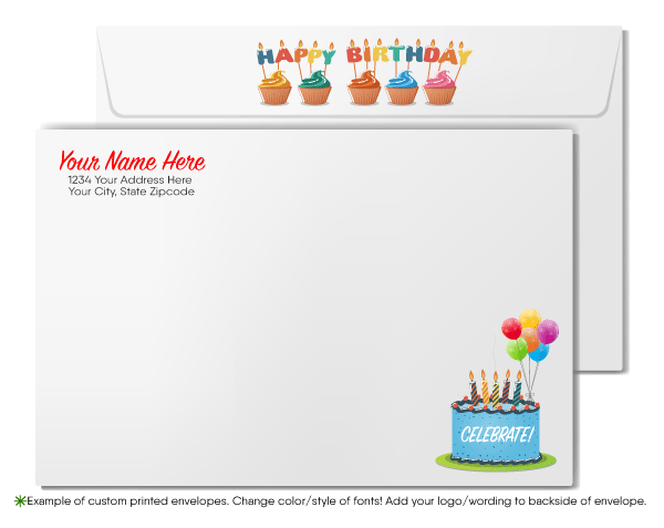 Client Corporate Gender Neutral Happy Birthday Cards for Business