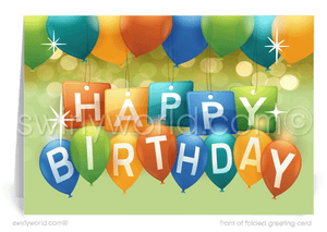 Contemporary Gender Neutral Corporate Company Happy Birthday Greeting Cards